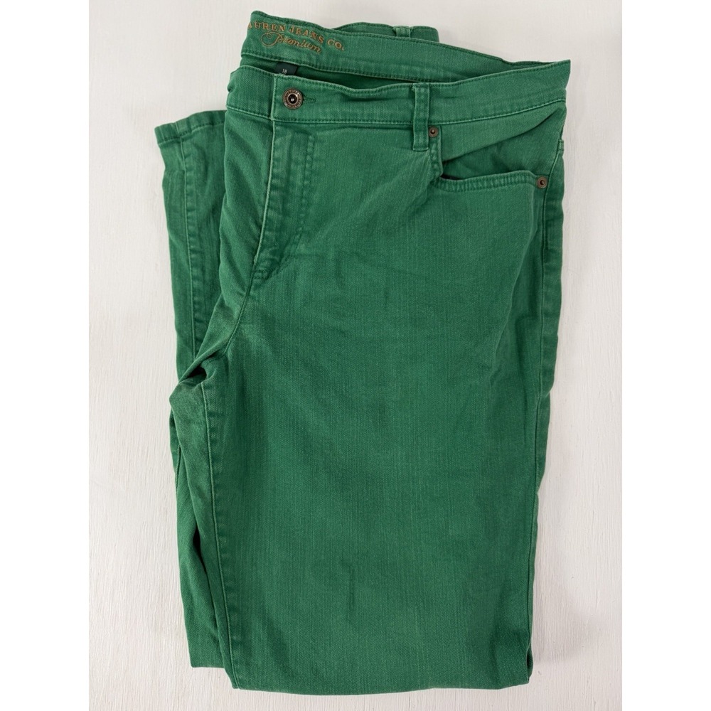 Lauren Ralph Lauren Women's PLUS Size 18 Mid Rise Strait  Jeans CRICKET GREEN RL